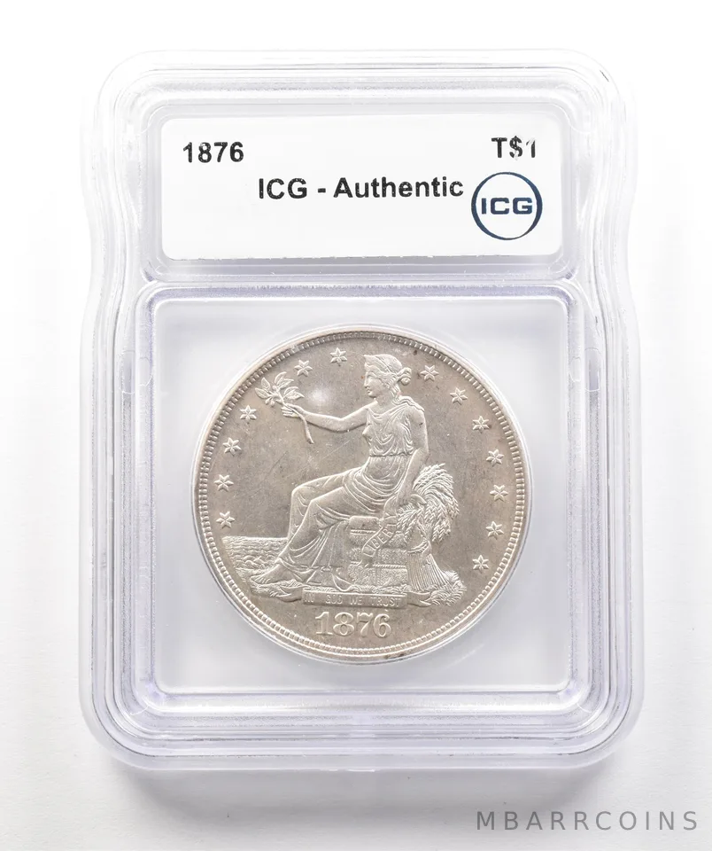 1876 Seated Liberty Trade Dollar Authentic ICG *4325