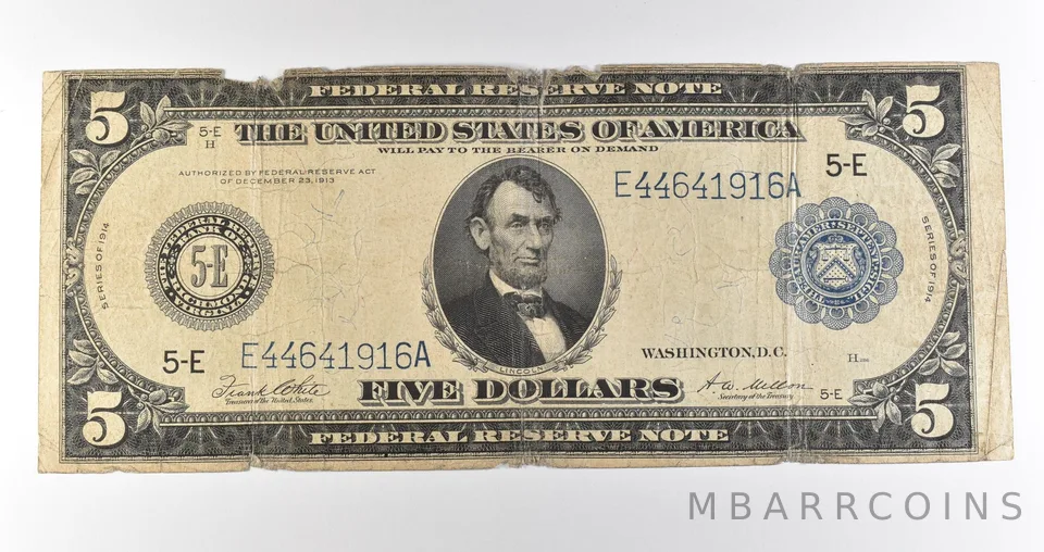 1914 $5 Richmond VA FRN Blue Seal Large Note Fr#863a *4587
