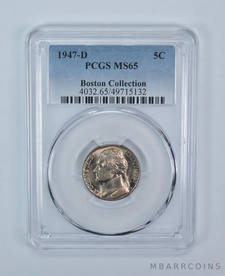 1947-D Jefferson Nickel Boston Collection MS65 PCGS Blue Label