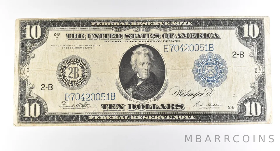1914 $10 New York NY FRN Large Note Blue Seal *2801