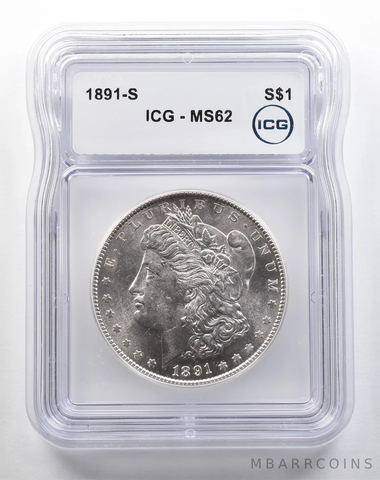 1891-S Morgan Silver Dollar MS62 ICG a3804