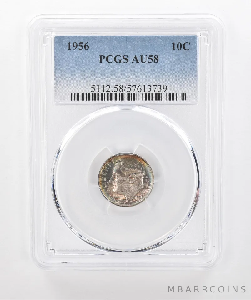 1956 Roosevelt Dime AU58 PCGS Beautiful Tone *1565