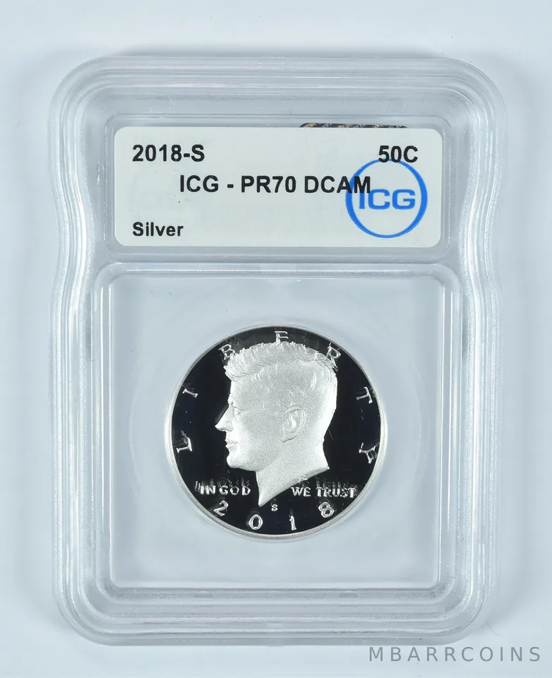 2018-S Kennedy Half Dollar Silver PR70 DCAM ICG