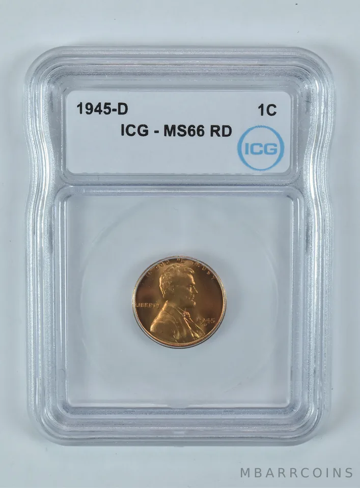 1945-D Lincoln Wheat Cent MS66 RD ICG