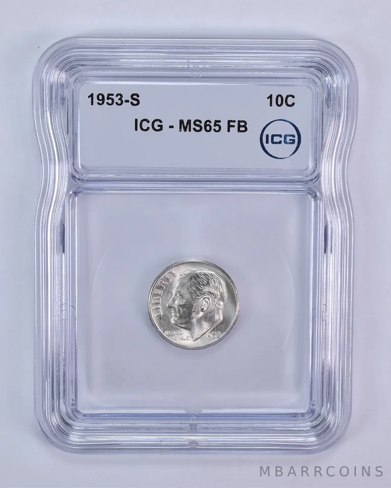 1953-S Roosevelt Dime MS65 FB ICG