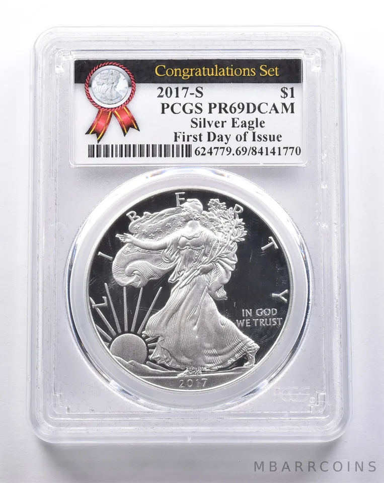 PR69 DCAM 2017-S American Silver Eagle FDOI Congratulations Set PCGS *3352