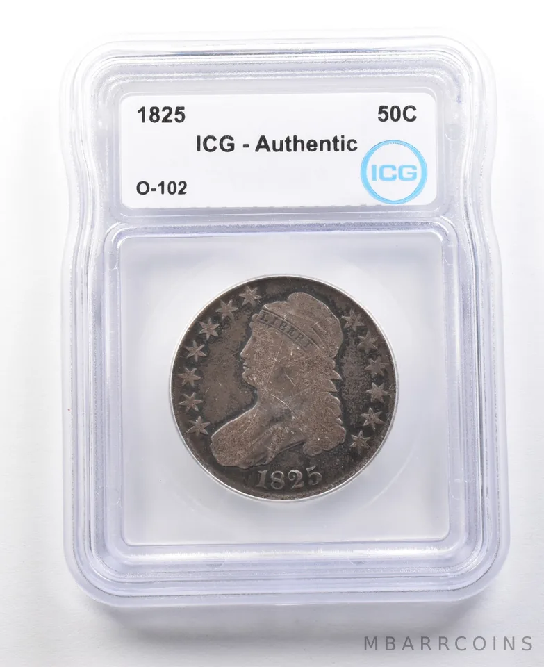 1825 Capped Bust Half Dollar O-102 Authentic ICG a2993