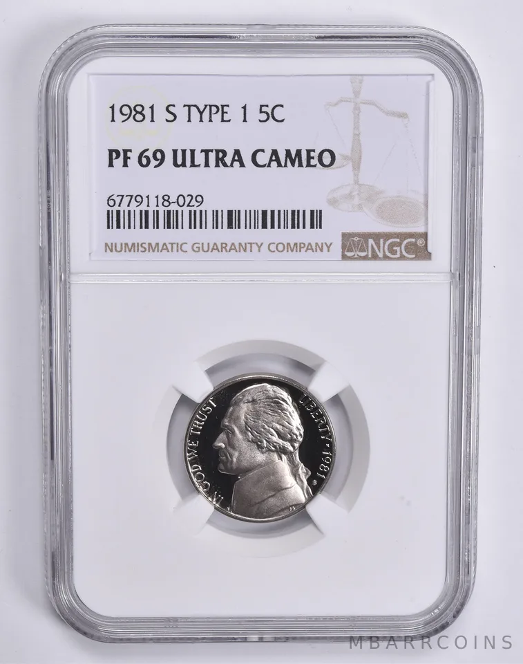 1981-S Type 1 Jefferson Nickel PF69 UCam NGC Brown Lbl