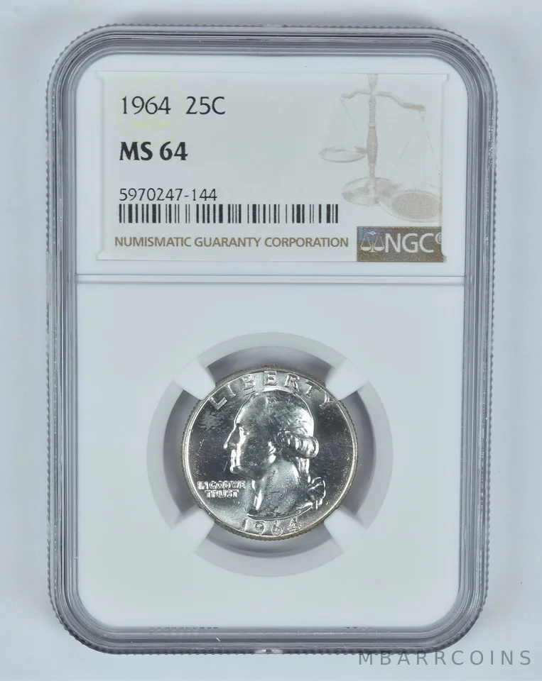 MS64 1964 Washington Quarter - Graded NGC Toned! *8934