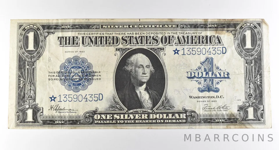 1923 $1 Silver Certificate Star Note Large Note Blue Seal *3037