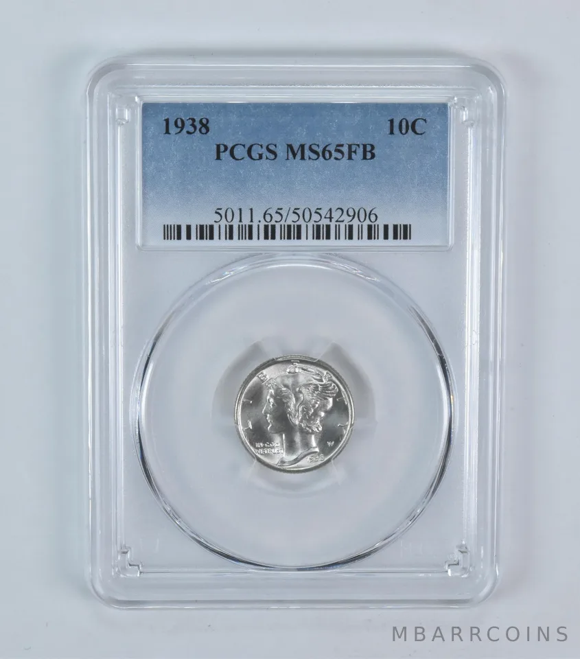 1938 Mercury Dime MS65 FB PCGS Blue Label