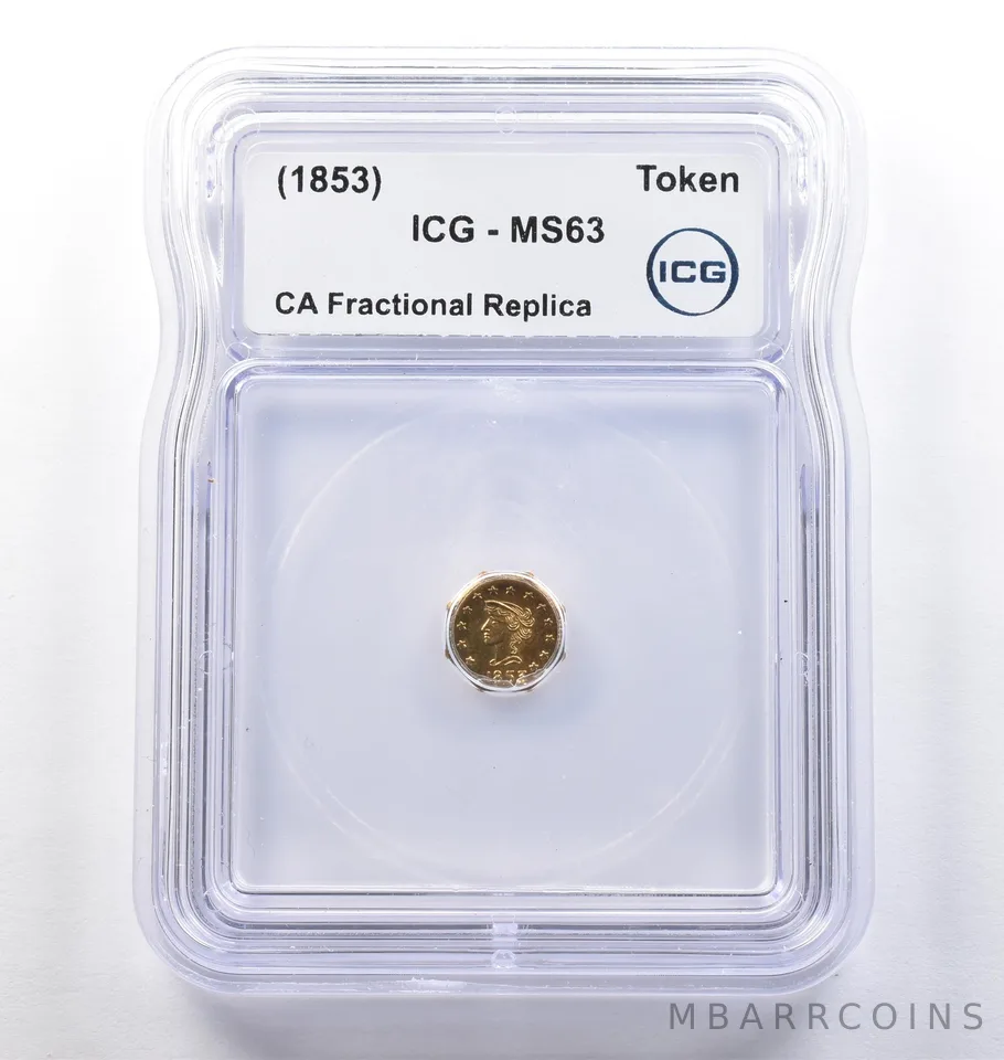 (1853) CA Fractional Gold Style Token Liberty Head Token MS63 ICG *3810