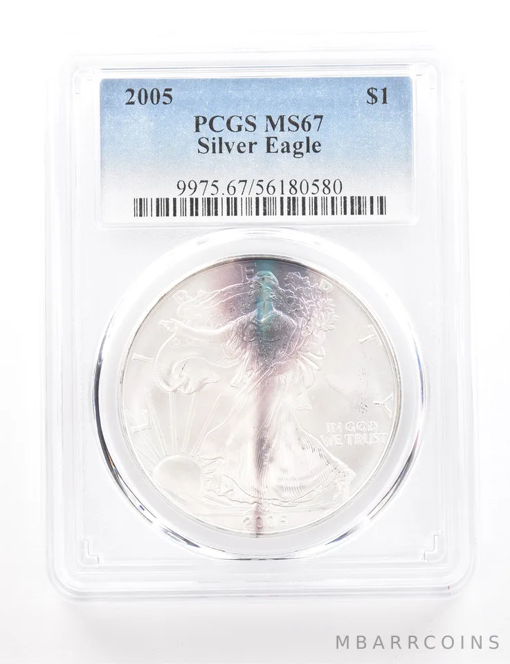 2005 American Silver Eagle MS67 PCGS Beautiful Tone *3424