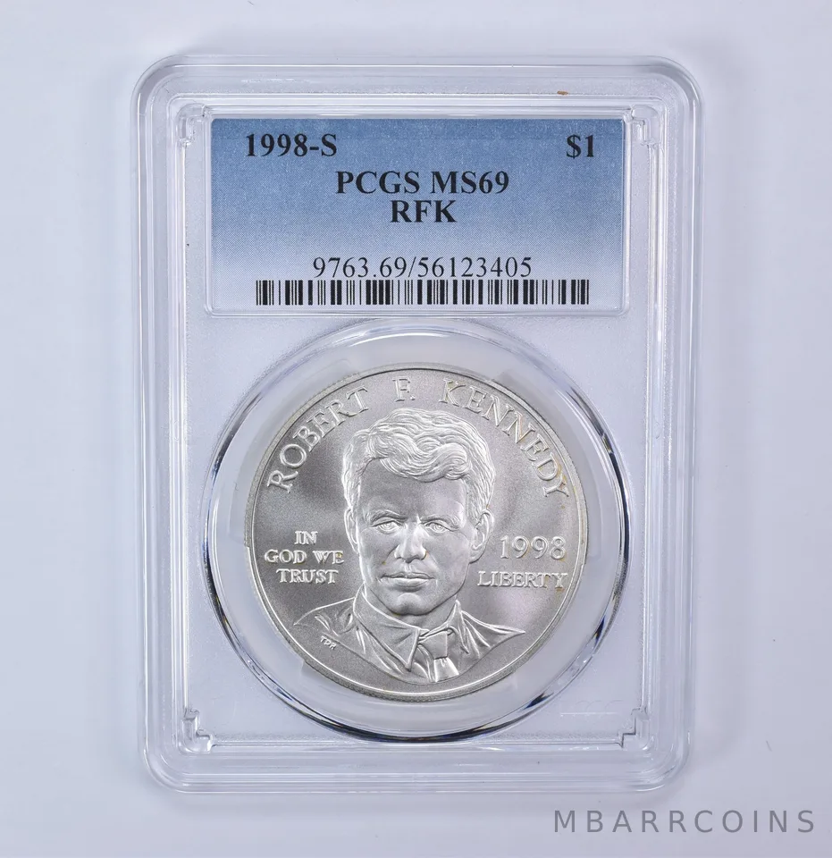 1998-S Robert F Kennedy Commemorative Silver Dollar MS69 PCGS