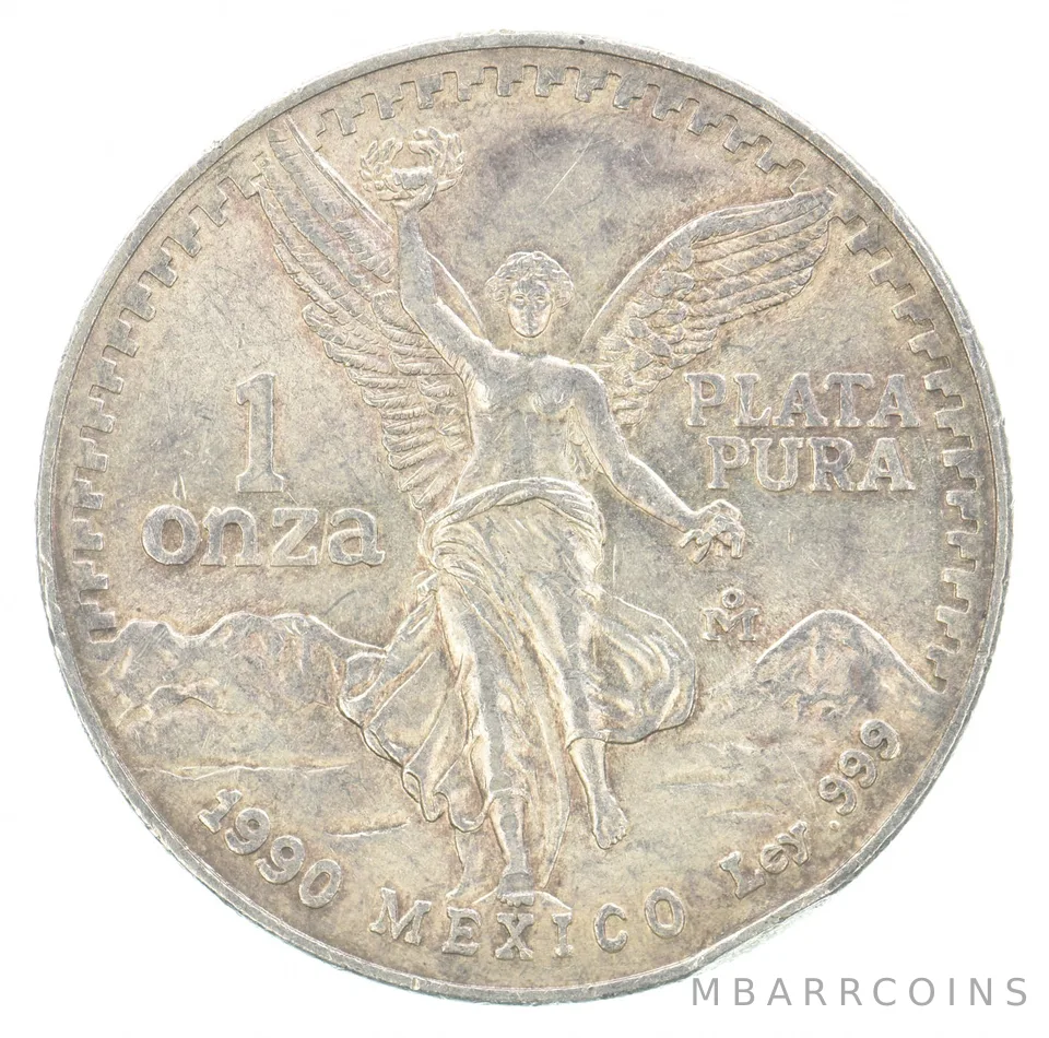 1990 Mo Mexico 1 Onza Silver Libertad Beautiful Tone *7180