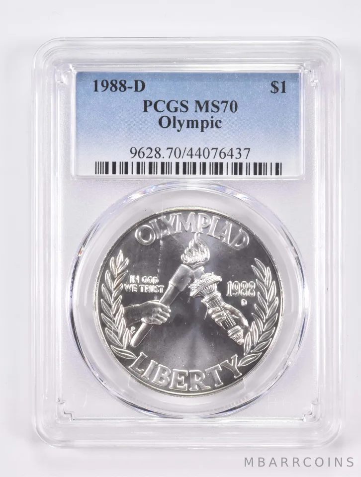 1988-D Olympic Torches Commemorative Silver Dollar MS70 PCGS