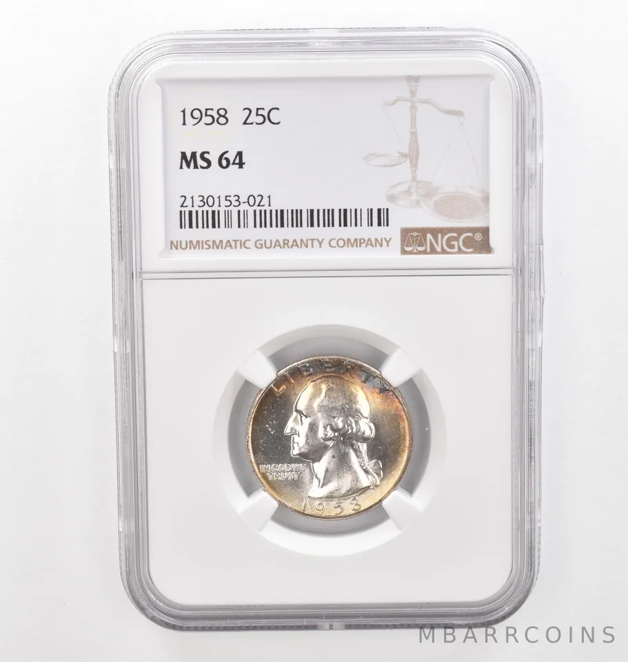 1958 Washington Quarter MS64 NGC Beautiful Tone *2245