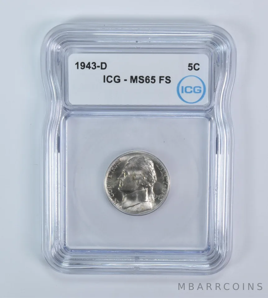 1943-D Jefferson Nickel MS65 FS ICG WTN War Silver