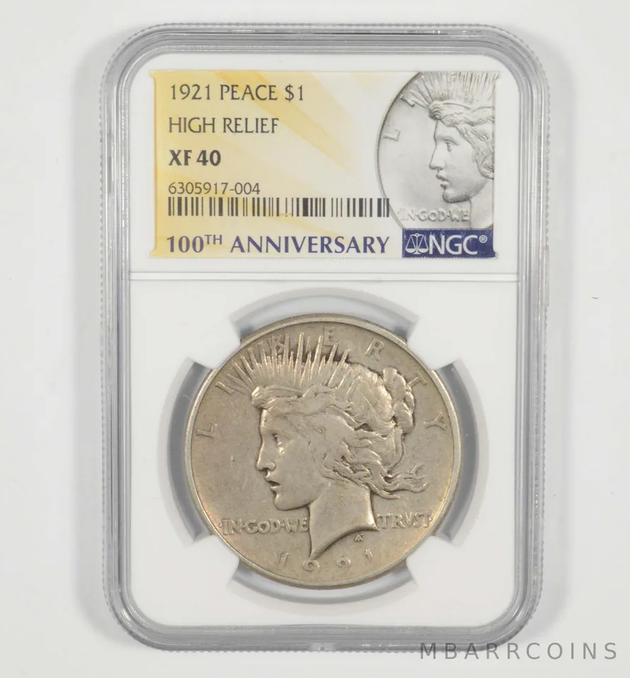XF40 1921 Peace Silver Dollar High Relief 100th Anniversary NGC *7086