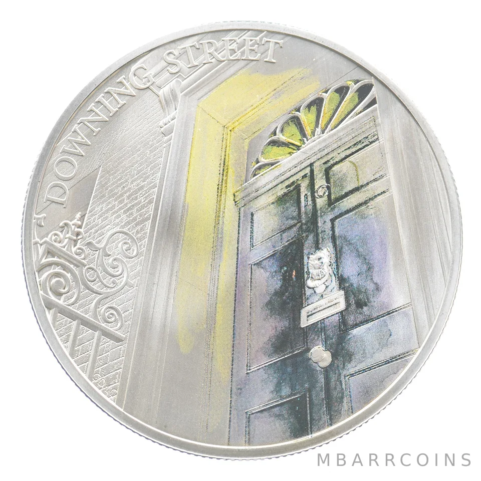 2017 Great Britain 5 Pounds Silver Downing Street Colorized *4232