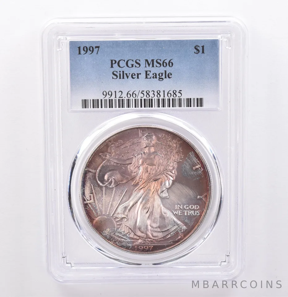 1997 American Silver Eagle MS66 PCGS Beautiful Tone *9257