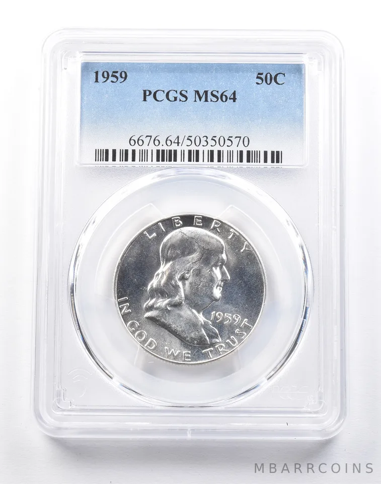 1959 Franklin Half Dollar Type 2 Reverse MS64 PCGS a4097