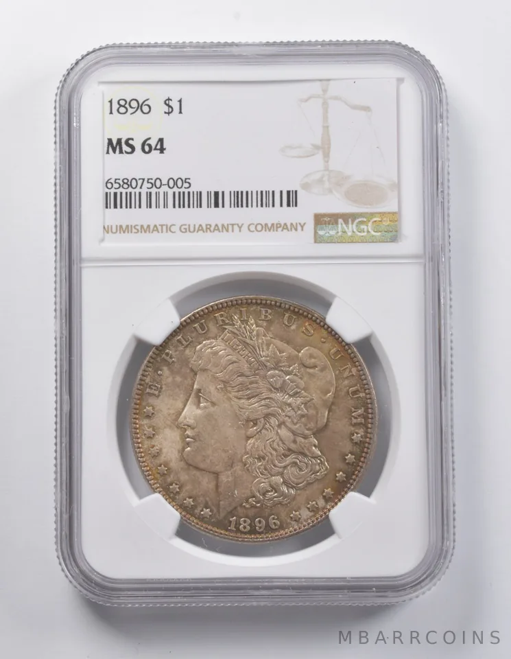 MS64 1896 Morgan Silver Dollar NGC *6947
