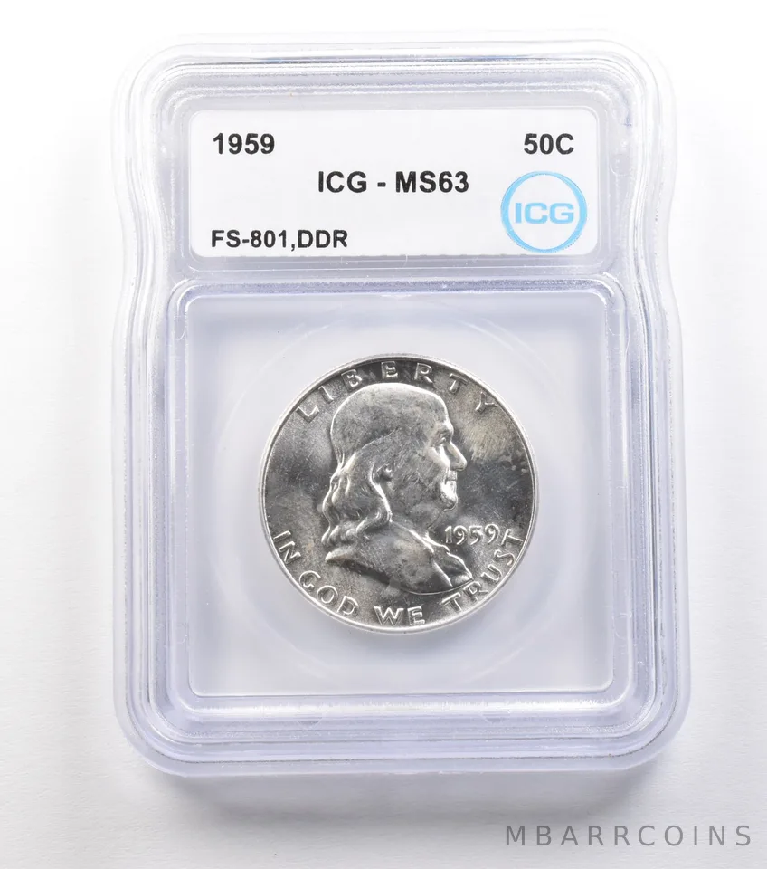 1959 Franklin Half Dollar FS-801 DDR MS63 ICG *1523