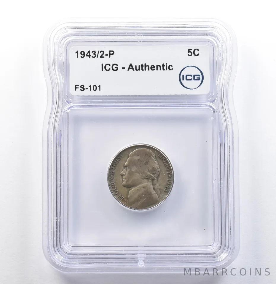 1943/2-P Jefferson Nickel FS-101 Authentic ICG *9824