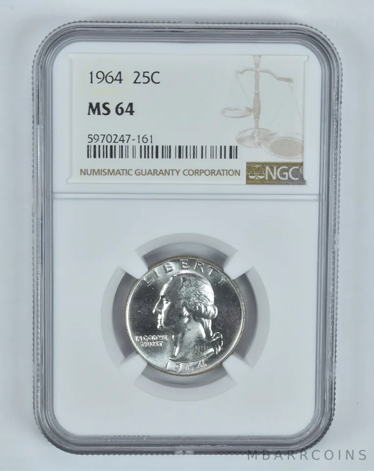 MS64 1964 Washington Quarter - Graded NGC Toned! a8825