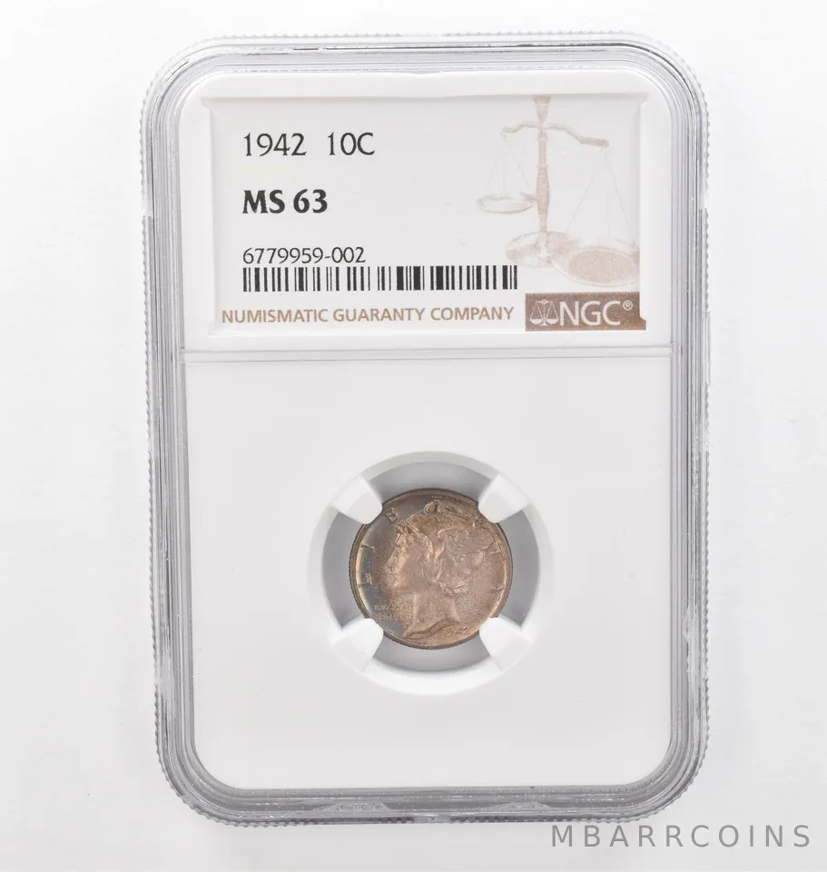 1942 Mercury Dime MS63 NGC Beautiful Tone *2202