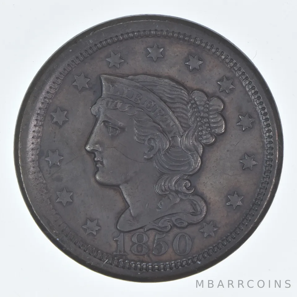 1850 Braided Hair Large Cent *7971