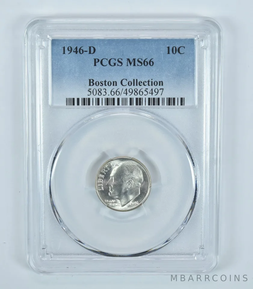 1946-D Roosevelt Dime Boston Collection MS66 PCGS Blue Label