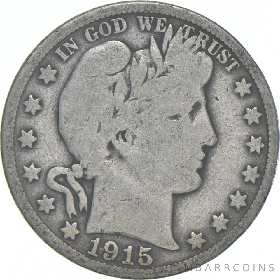 1915-S Barber Half Dollar Average Circ 90% Silver