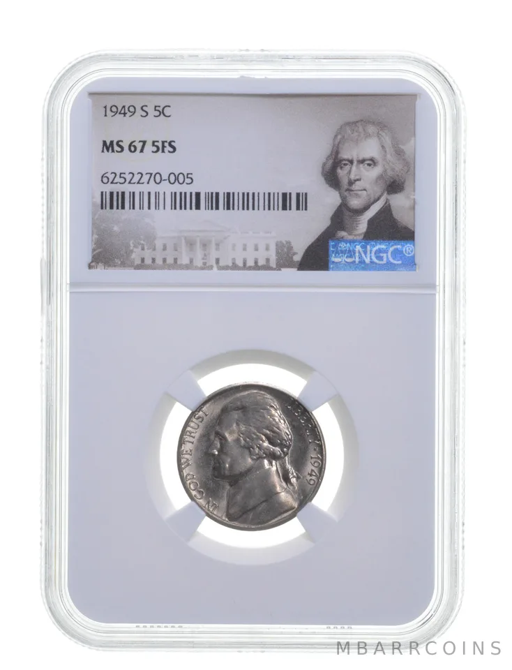 MS67 5FS 1949-S Jefferson Nickel - Graded NGC *3642