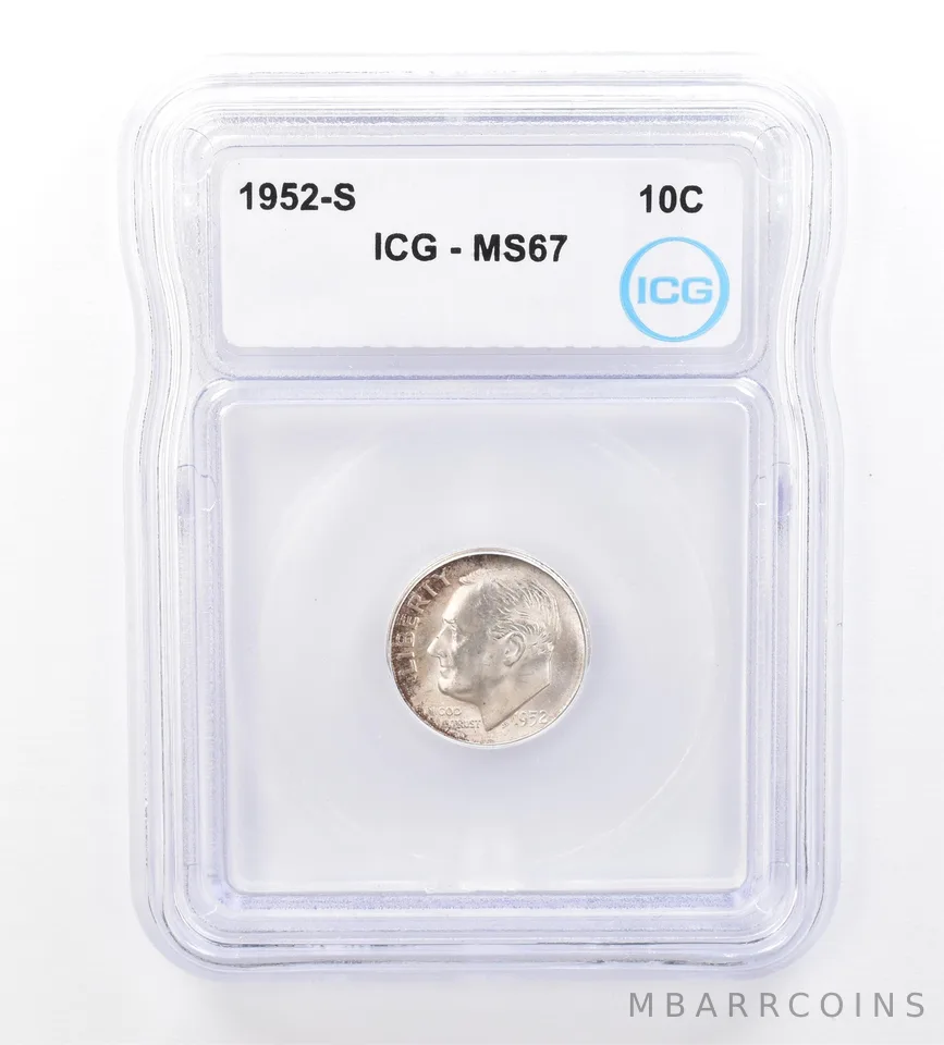 1952-S Roosevelt Dime MS67 ICG Beautiful Tone a1569