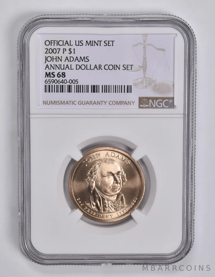 2007-P Presidential $1 John Adams Annual Set  MS68 NGC US Mint