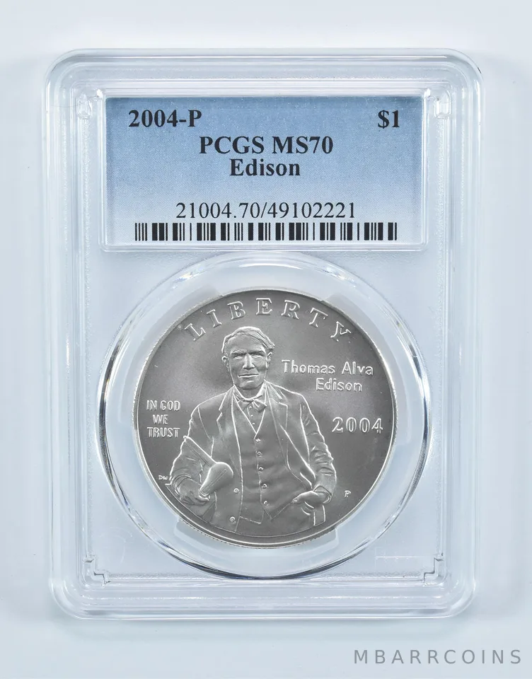 2004-P Thomas Edison Commemorative Dollar MS70 PCGS Blue Label