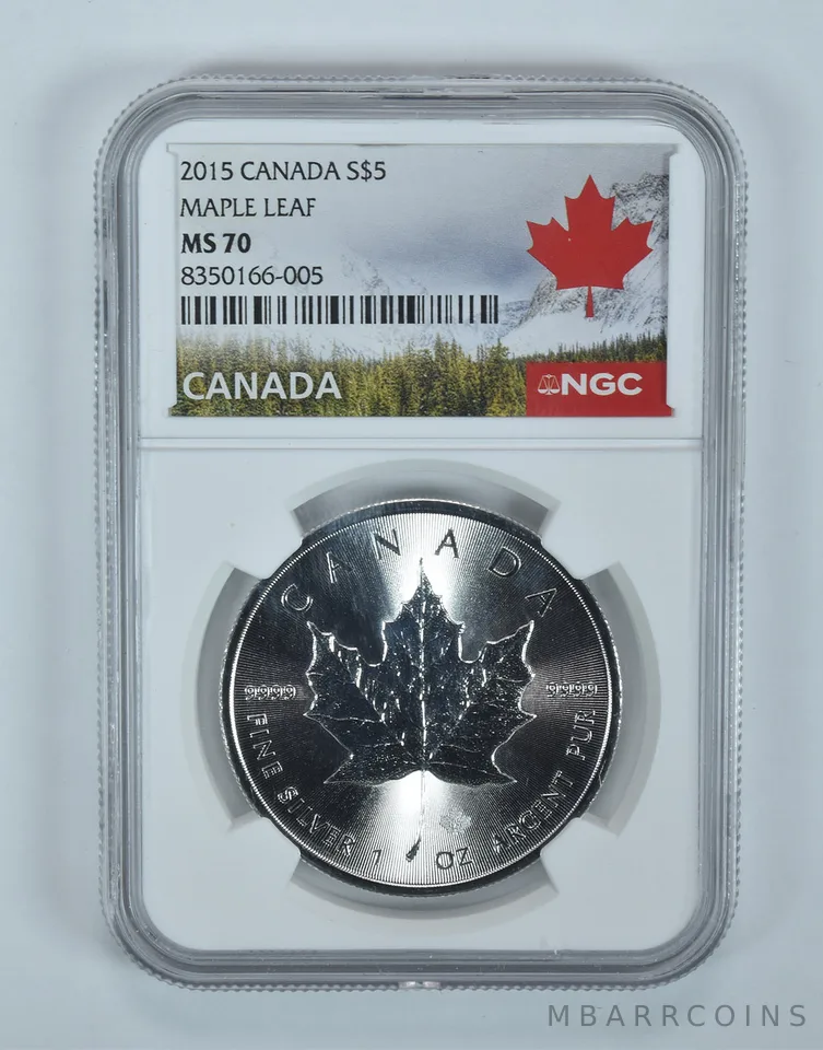 2015 Canada 5 Dollars Silver Maple Leaf MS70 NGC Canada Label