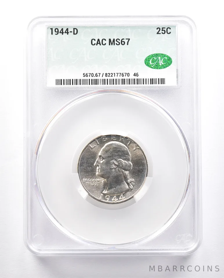 1944-D Washington Quarter MS67 CAC CACg a2440