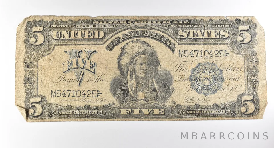 1899 $5 Silver Certificate Large Note Blue Seal Chief *2760