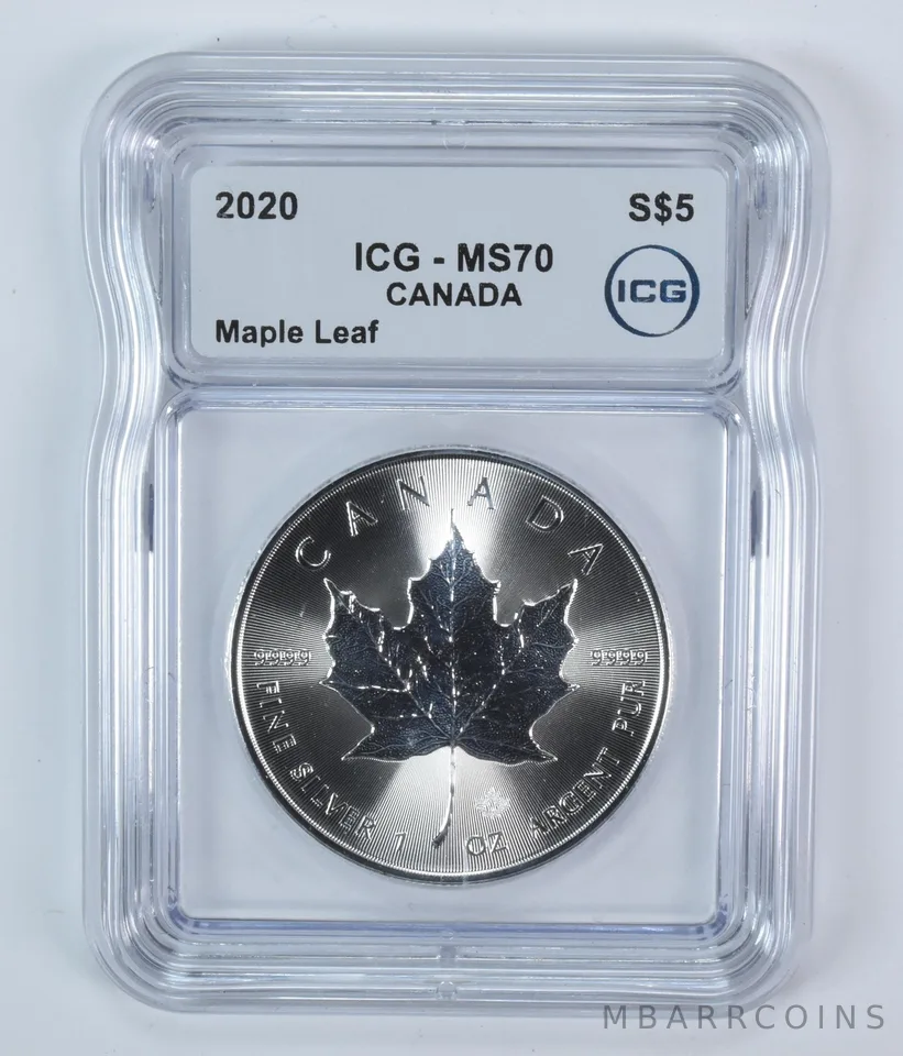2020 Canada 5 Dollars Silver Maple Leaf MS70 ICG