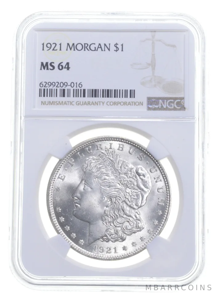 1921 Morgan Silver Dollar MS64 NGC Philadelphia - Brown Label