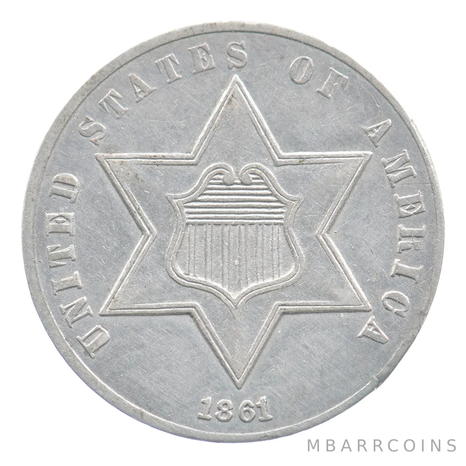 1861 Three Cent Silver Trime *9329