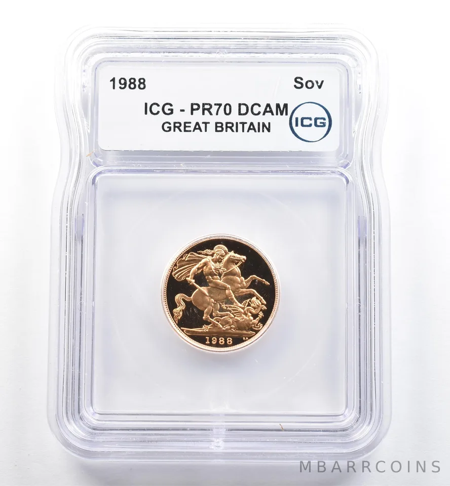 1988 Great Britain Gold Sovereign PR70 DCAM ICG *6483