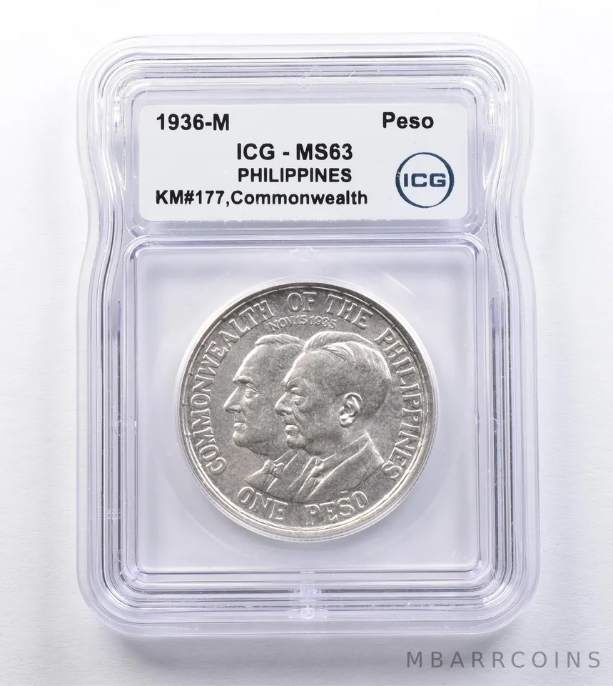 1936 M Philippines Peso Commonwealth KM#177 MS63 ICG *2017