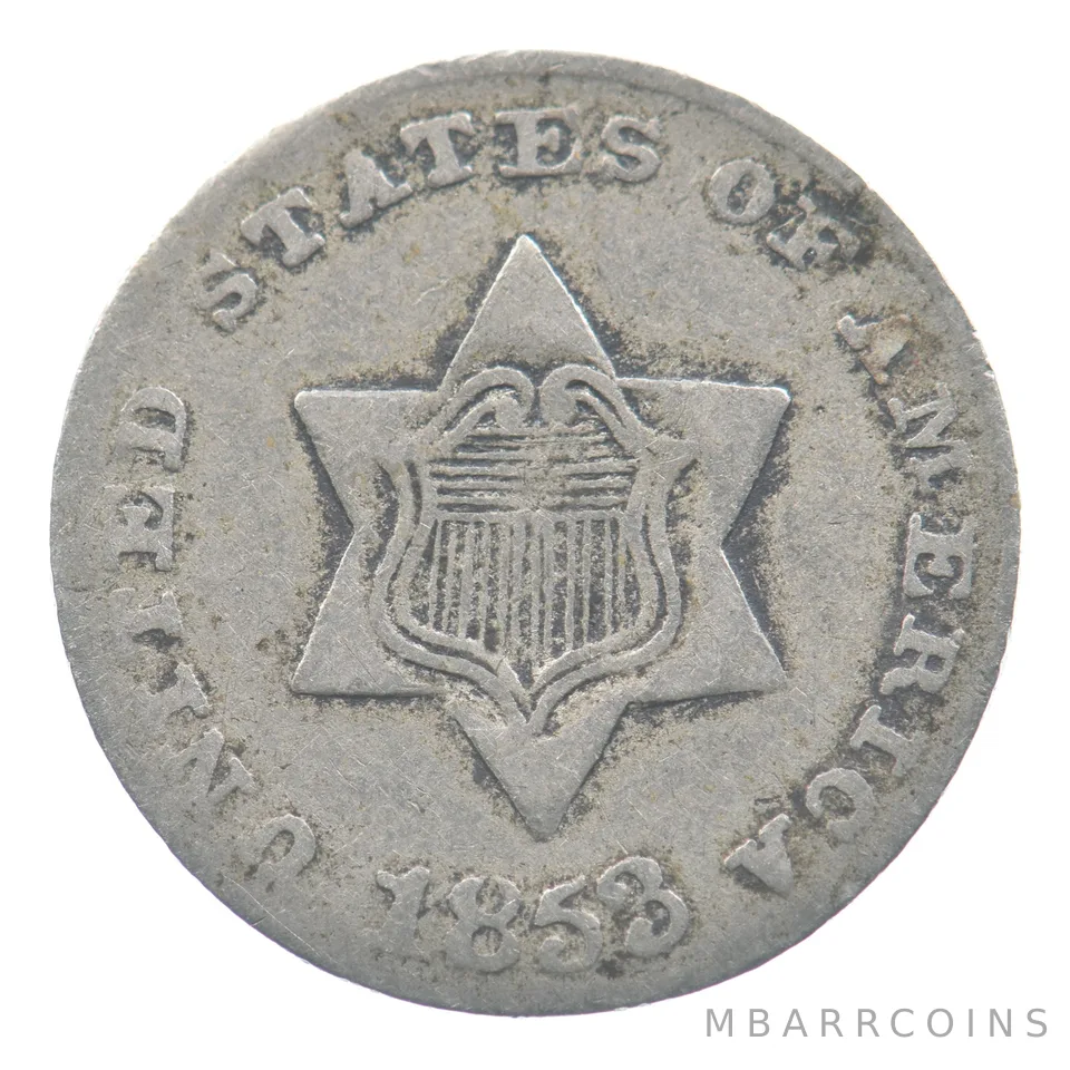 1853 Three Cent Silver Trime *8826