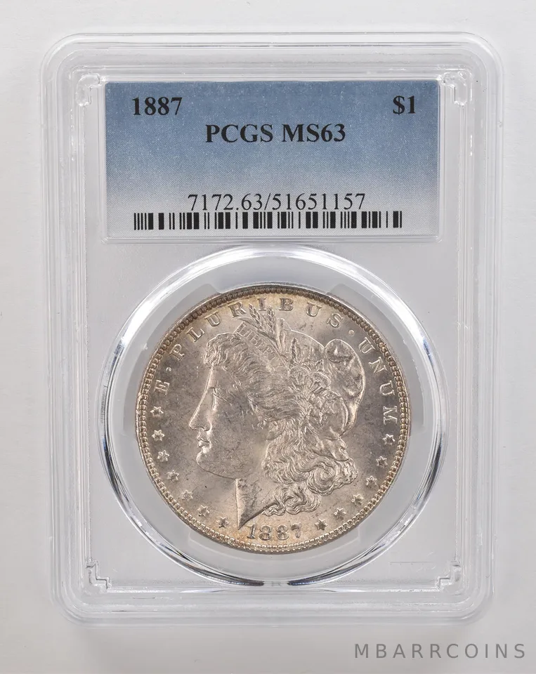 1887 Morgan Silver Dollar MS63 PCGS Beautiful Tone Reverse *4329