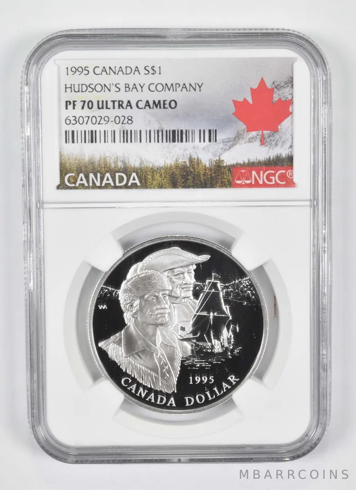 1995 Canada 1 Dollar Silver Hudson's Bay Company PF70 NGC Canada Lbl