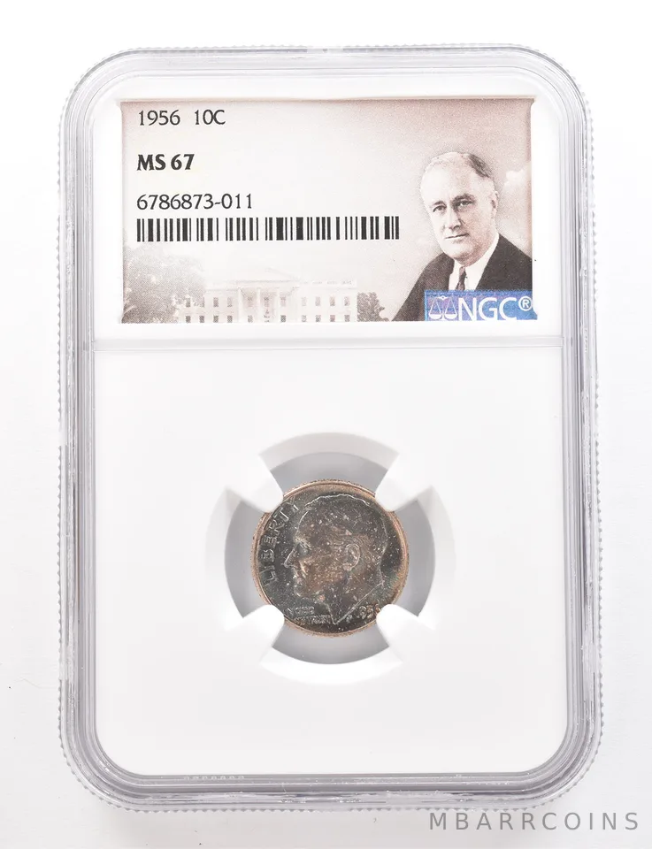 1956 Roosevelt Dime MS67 NGC Beautiful Tone *3402